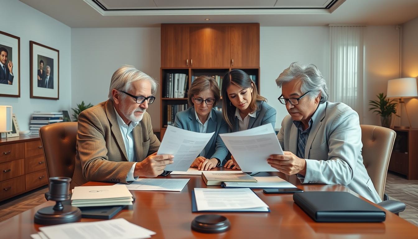 Family examining legal documents
